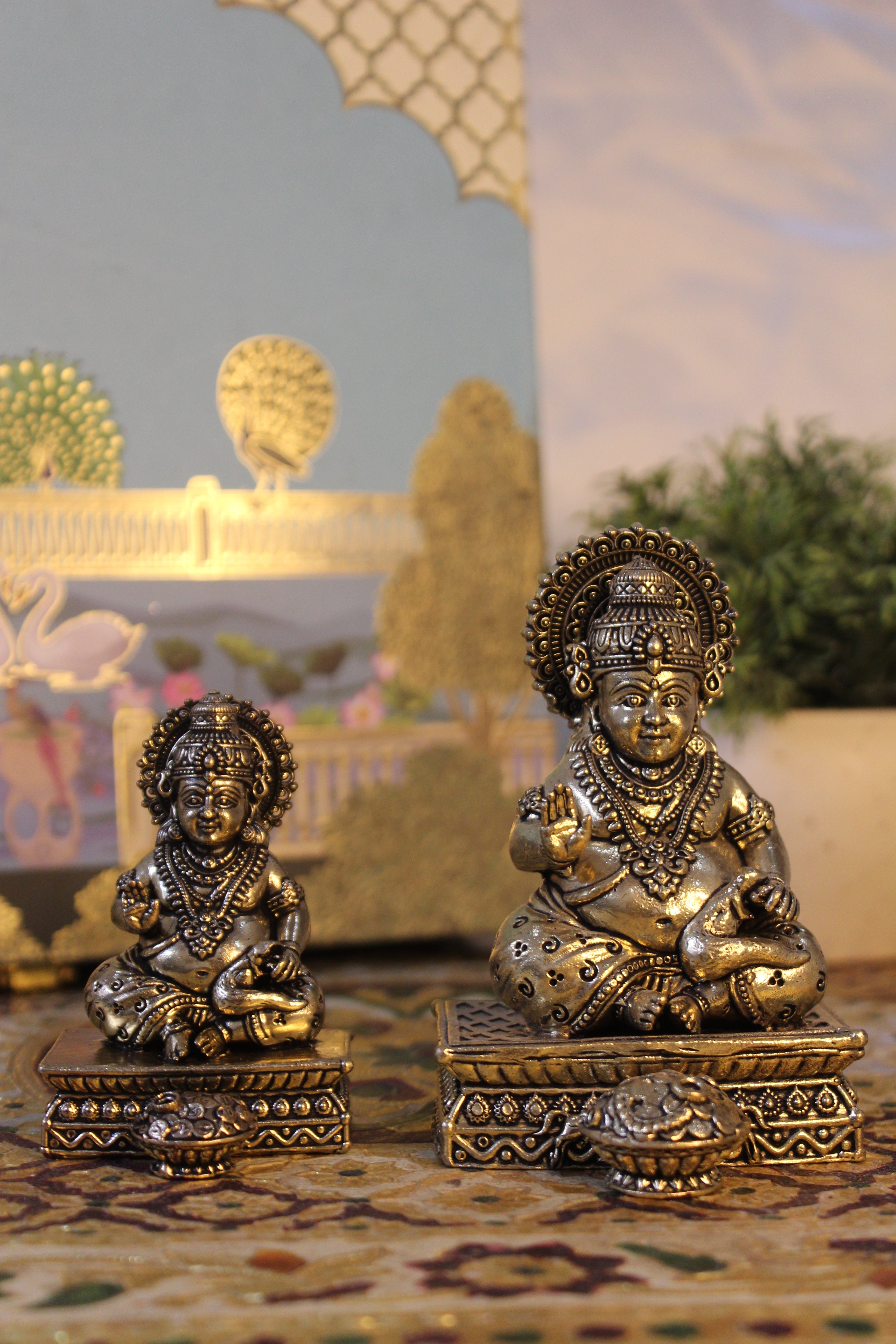 Brass Kuber Sitting on Chowki | Dhan Kuber – Wealth God Idol